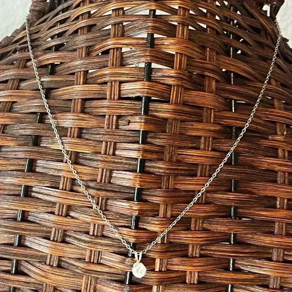 Beautiful large CZ pendant necklace on silver tone chain